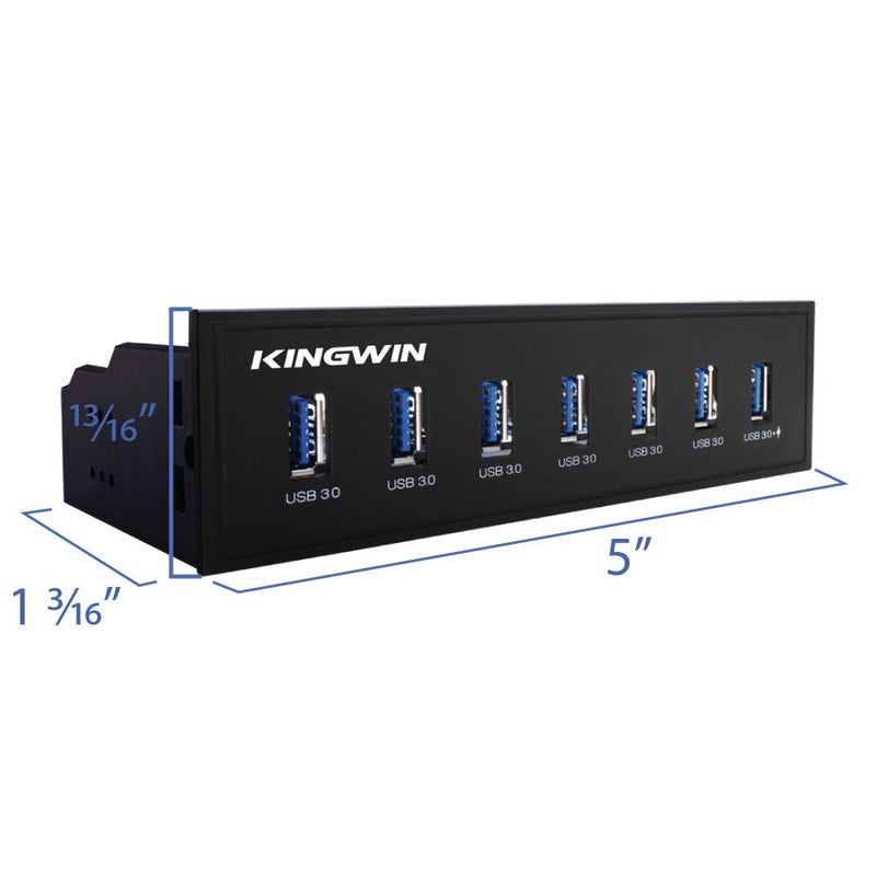Kingwin Front Panel USB 3.0 Hub 7 Port & One Fast Charging USB 2.1A Charging Port - Image 3